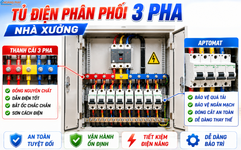 Tủ điện phân phối 3 pha nhà xưởng