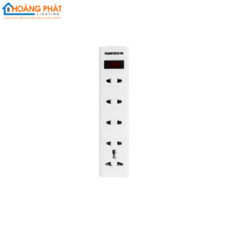 Ổ cắm có dây loại 4 ổ 2 chấu + 1 ổ cắm đa năng + 1 công tắc NES4213-5S1 Nanoco