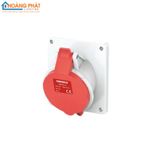 Ổ cắm âm loại không kín nước dạng nghiêng NIS414-6 Nanoco IP44