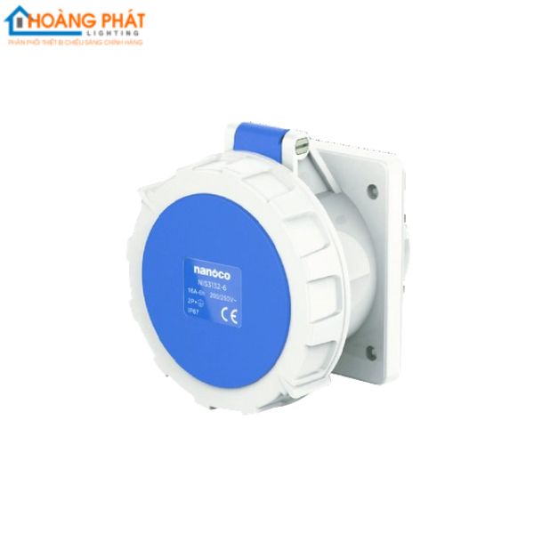 Ổ cắm gắn âm loại kín nước dạng thẳng NIS3132-6 Nanoco IP67