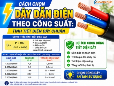 Cách Chọn Dây Dẫn Điện Theo Công Suất: Tính Tiết Diện Dây Chuẩn