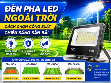 Đèn Pha LED Ngoài Trời: Cách Chọn Công Suất Chiếu Sáng Sân Bãi