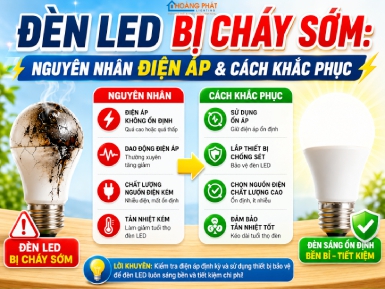 Đèn LED Bị Cháy Sớm: Nguyên Nhân Điện Áp & Cách Khắc Phục