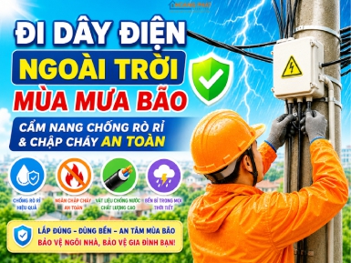 Đi Dây Điện Ngoài Trời Mùa Mưa Bão: Cẩm Nang Chống Rò Rỉ & Chập Cháy An Toàn