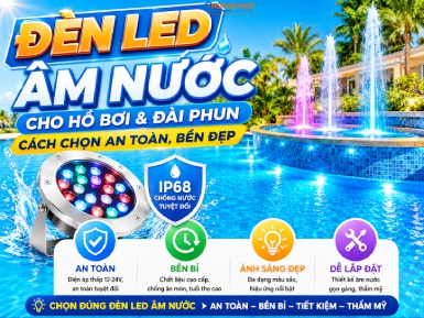 Đèn LED Âm Nước Cho Hồ Bơi & Đài Phun: Cách Chọn An Toàn, Bền Đẹp