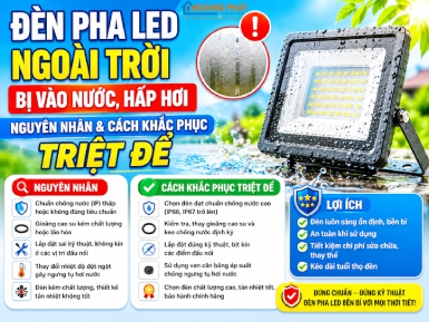 Đèn Pha LED Ngoài Trời Bị Vào Nước, Hấp Hơi: Nguyên Nhân & Cách Khắc Phục Triệt Để
