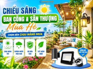 Chiếu Sáng Ban Công & Sân Thượng Mùa Hè: Chọn Đèn Chịu Nắng Mưa