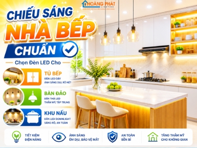 Chiếu Sáng Nhà Bếp Chuẩn: Chọn Đèn LED Cho Tủ Bếp, Bàn Đảo, Khu Nấu
