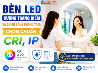 Đèn LED Gương Trang Điểm Và Chiếu Sáng Phòng Tắm: Chọn Chuẩn CRI, IP