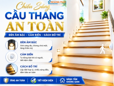 Chiếu Sáng Cầu Thang An Toàn: Đèn Âm Bậc, Cảm Biến, Cách Bố Trí