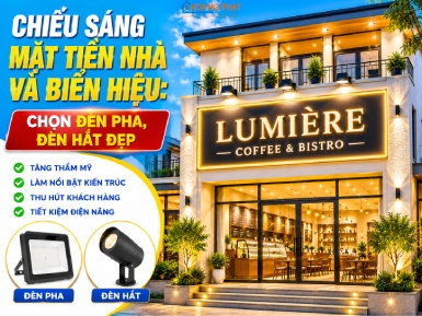Chiếu Sáng Mặt Tiền Nhà Và Biển Hiệu: Chọn Đèn Pha, Đèn Hắt Đẹp
