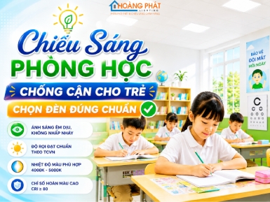 Chiếu Sáng Phòng Học Chống Cận Cho Trẻ: Chọn Đèn Đúng Chuẩn