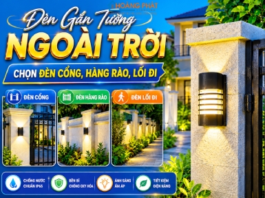 Đèn Gắn Tường Ngoài Trời: Chọn Đèn Cổng, Hàng Rào, Lối Đi