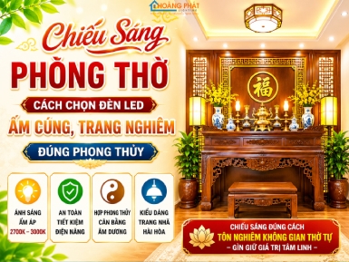 Chiếu Sáng Phòng Thờ: Cách Chọn Đèn LED Ấm Cúng, Trang Nghiêm Đúng Phong Thủy