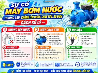 Sự Cố Máy Bơm Nước Thường Gặp: Không Lên Nước, Chạy Yếu, Rò Điện — Cách Xử Lý