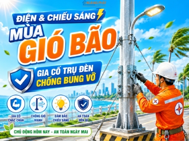 Điện Và Chiếu Sáng Mùa Gió Bão: Gia Cố Trụ Đèn, Chống Bung Vỡ