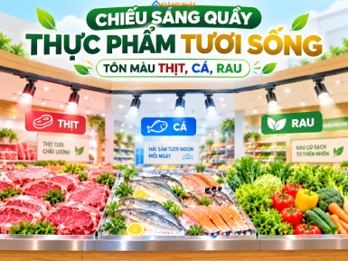 Chiếu Sáng Quầy Thực Phẩm Tươi Sống: Tôn Màu Thịt, Cá, Rau