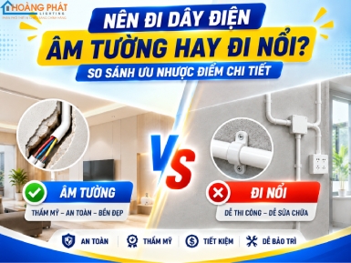 Nên Đi Dây Điện Âm Tường Hay Đi Nổi? So Sánh Ưu Nhược Điểm Chi Tiết