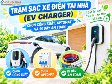 Trạm Sạc Xe Điện Tại Nhà (EV Charger): Chọn Công Suất, Aptomat Và Đi Dây An Toàn