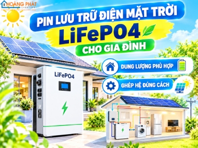 Pin Lưu Trữ Điện Mặt Trời LiFePO4 Cho Gia Đình: Cách Chọn Dung Lượng Và Ghép Hệ