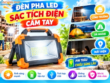 Đèn Pha LED Sạc Tích Điện Cầm Tay: Chọn Cho Công Trường, Dã Ngoại, Mất Điện