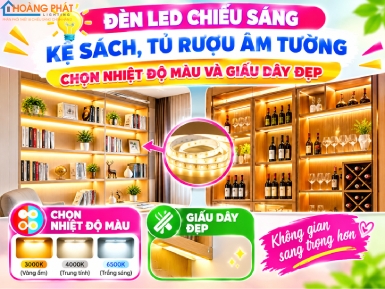 Đèn LED Chiếu Sáng Kệ Sách, Tủ Rượu Âm Tường: Chọn Nhiệt Độ Màu Và Giấu Dây Đẹp